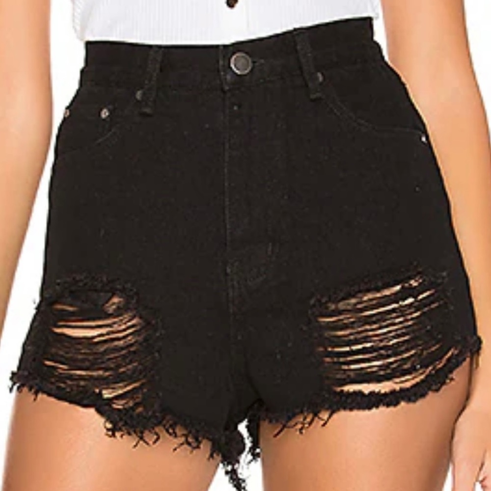 Superdown Black Sz 26 Shorts Denim Material Pockets Zipper Button Closure